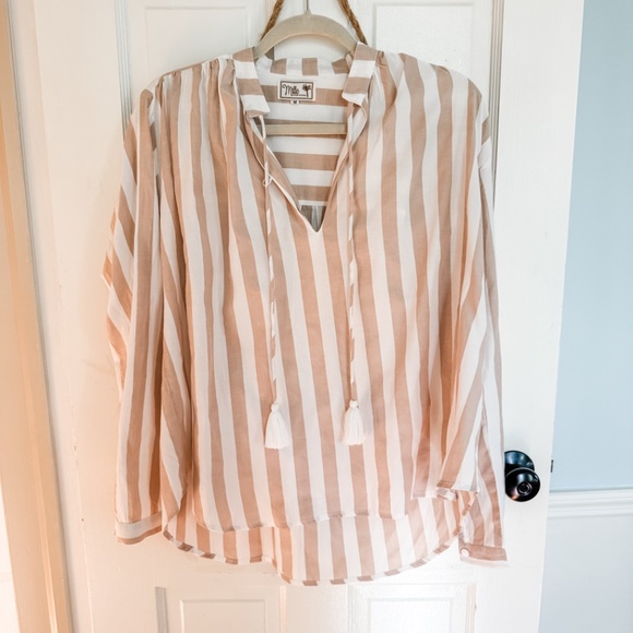 Mille Joni top in Cappuccino Stripe, Medium - Picture 2 of 8